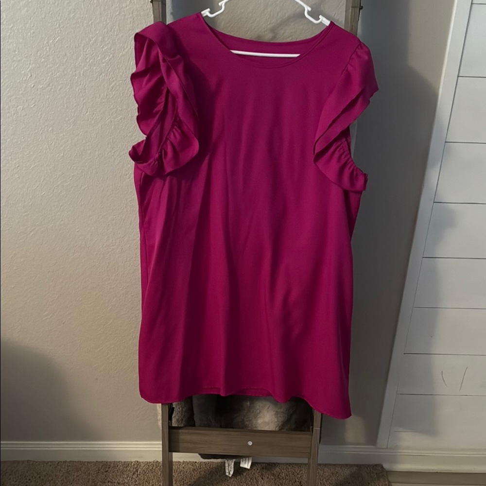 Elegant Pink Ruffle Sleeve Top